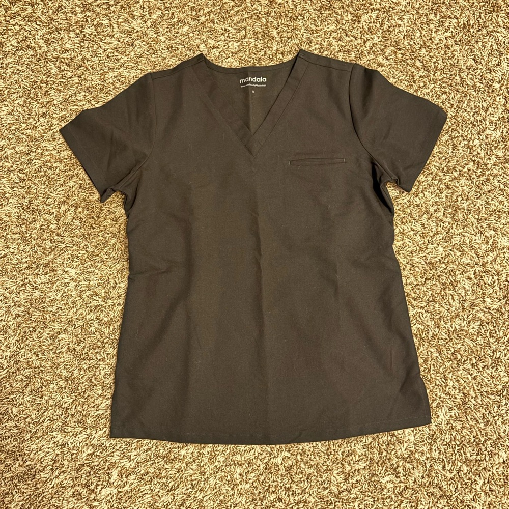 Mandala Black Scrub Tops – Size Small